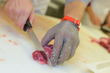 cutting a meat