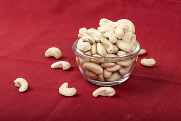 cashew nuts on white background