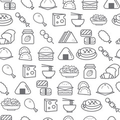 Different line style icons seamless pattern, Food