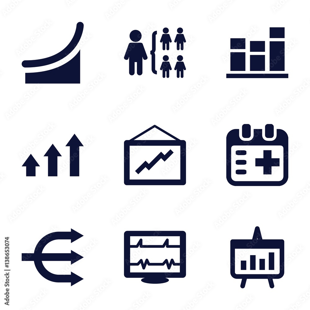 Poster set of 9 chart filled icons