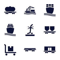 Set of 9 freight filled icons