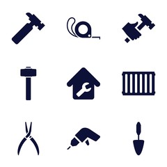 Set of 9 repair filled icons