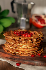Round wafers stacked pile shot close-up