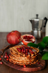 Round wafers stacked pile shot close-up