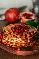 Round wafers stacked pile shot close-up