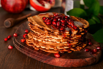 Round wafers stacked pile shot close-up