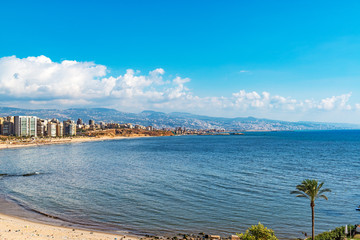 Beirut coastline at Raouche in Beirut, Lebanon.
