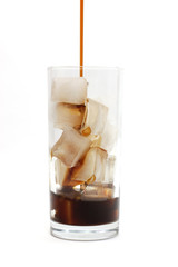 Ice coffee black coffee on white background
