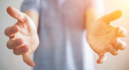 Businessman showing his empty hand