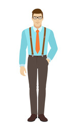 Businessman standing with hand in pocket