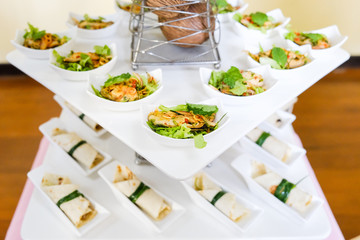 Spicy mussels in white plate for party