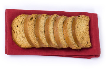 rusk with cardamom flavor, rusk on jute, rusk on cloth, rusk