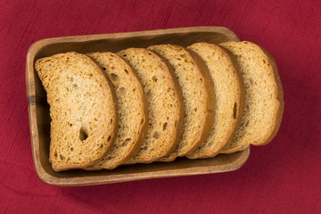 rusk with cardamom flavor, rusk on jute, rusk on cloth, rusk