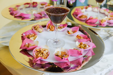 Mix fried rice contained in lotus flower leaf
