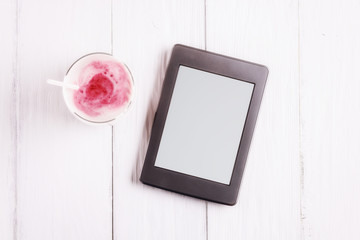 Berry smoothie with yogurt and ebook