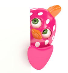 3d render of Easter chick holding board