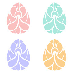 Set of Easter egg art on white background