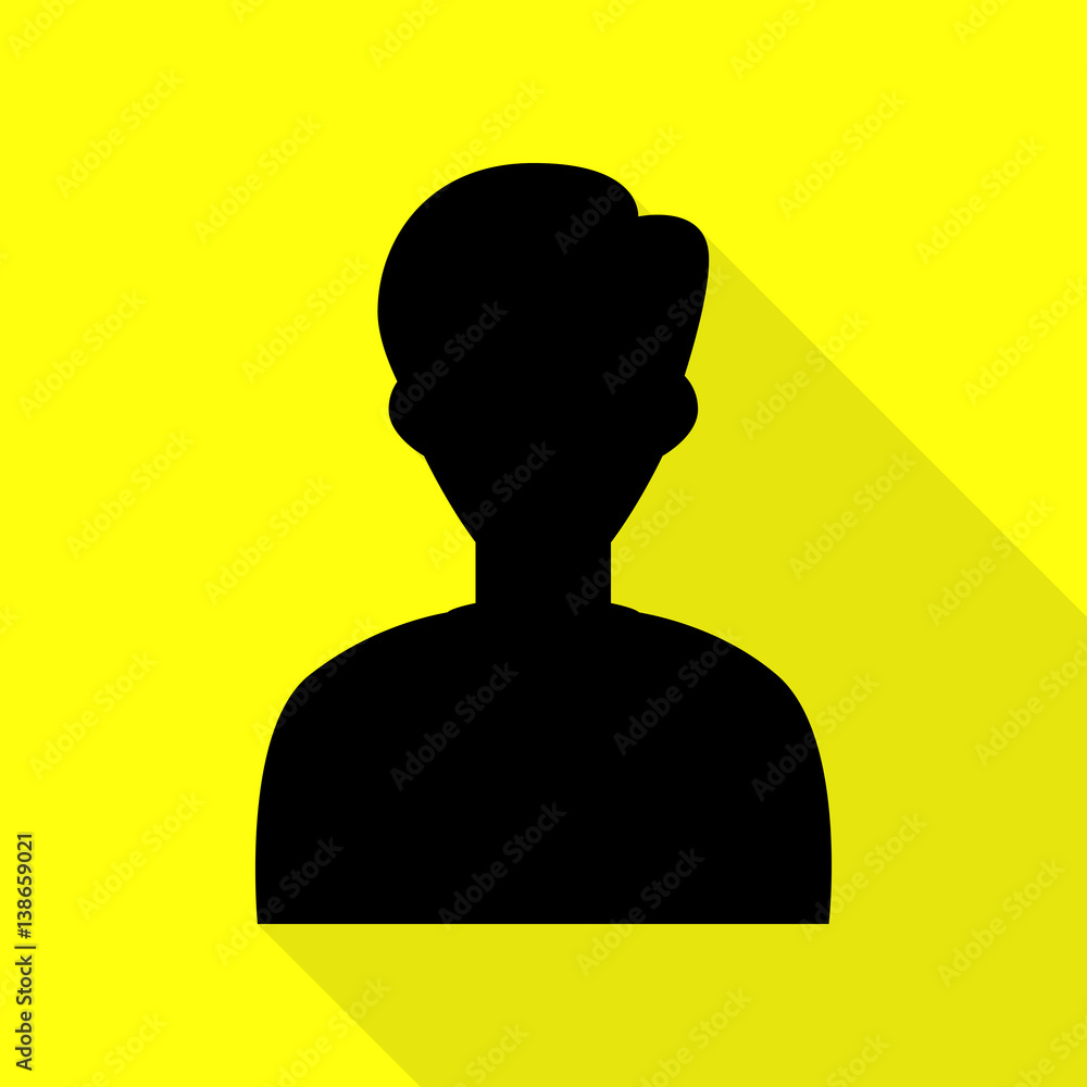 Poster user avatar illustration. anonymous sign. black icon with flat style shadow path on yellow backgroun