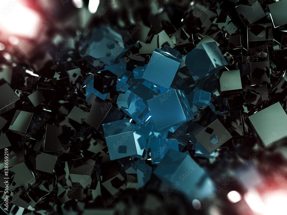 Aufkleber abstract square dark background. 3d rendering