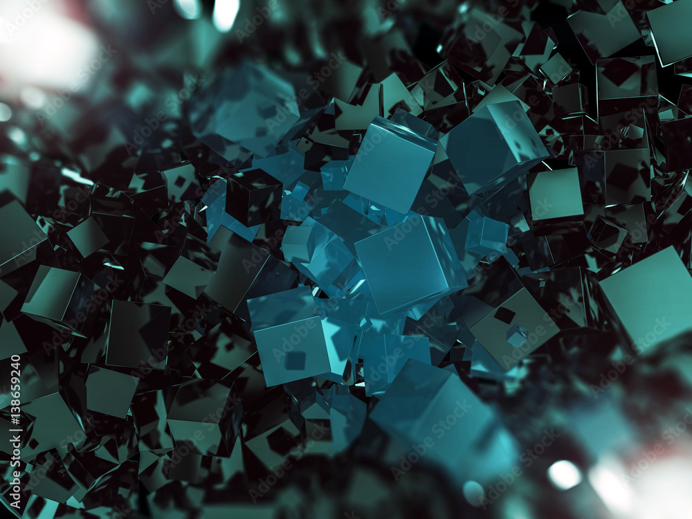 Poster abstract square dark background. 3d rendering