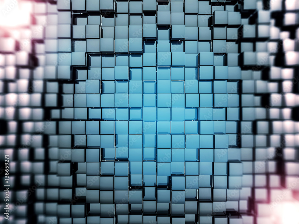 Poster abstract square dark background. 3d rendering