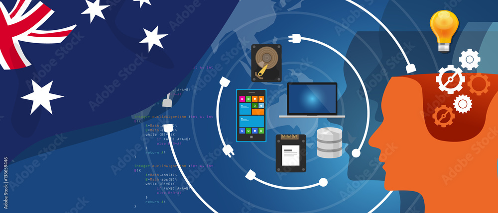 Poster australia it information technology digital infrastructure connecting business data via internet net