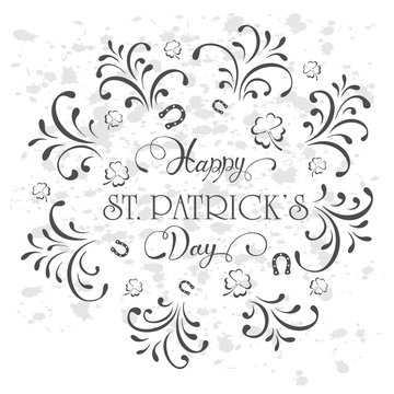 Gray Patrick day background with ornate elements