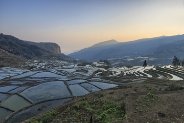 Sunrise over YuanYang rice terraces in Yunnan, China, one of the latest UNESCO World Heritage Sites