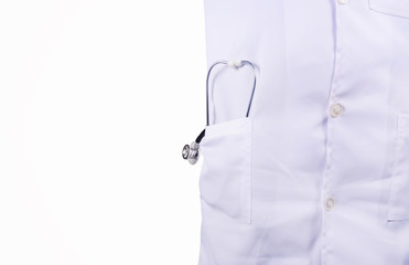 Doctor with stethoscope isolated on white background