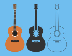 Guitar icon in three different style