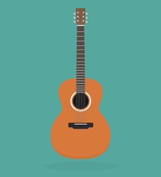 Acoustic guitar icon in flat style