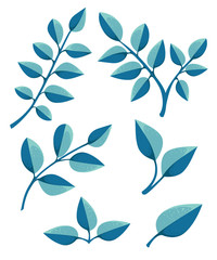 Set of leaves design elements. Vector illustration