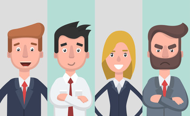 Group of working people, business men and business woman avatar icons.