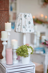 Wedding interior decor with candles