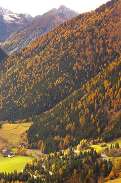View of a famous Austrian valley with road Mallnitzer Strasse nearby town of Mallnitz