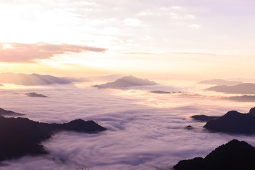Sunrise and sea of mist, view from  phucheefa forest park