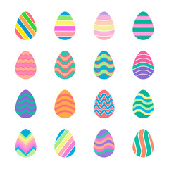 colorful easter eggs icons set