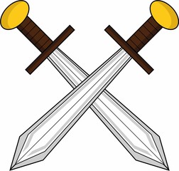 Cartoon Medieval Crossed Swords - 138664666