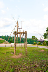 wooden swing during the mountain tribe's for  new year celebration,in mae salong mountain