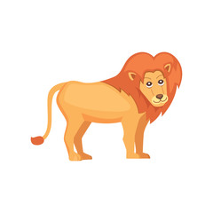 Cute cartoon lion isolated on white vector illustration