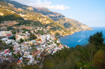 Famous Positano town on Amalfi coast in Italy