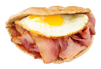 Fried Egg And Bacon Flatbread Sandwich