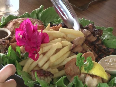 Aussie restaurant, crocodile meat with garrison