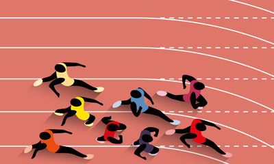 Vector Illustration Of Racing Athletes