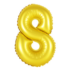 number 8 (eight) from balloons (golden)