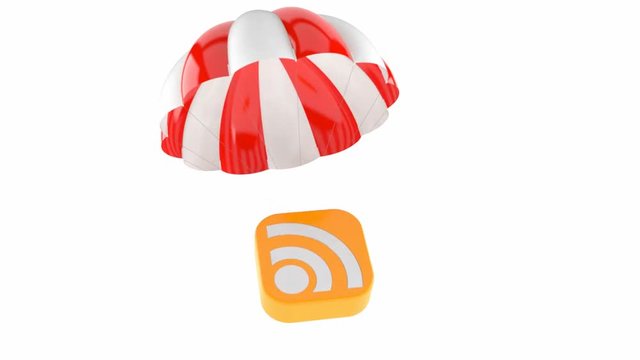 RSS icon with parachute isolated on white background