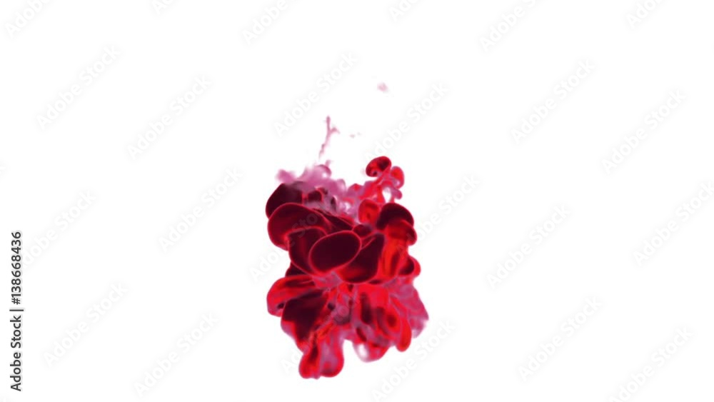 Poster volume effects red ink in water or massive fume in air. vfx for compositing with alpha mask. use it 