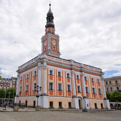 Town hall and square in Leszno, Poland
