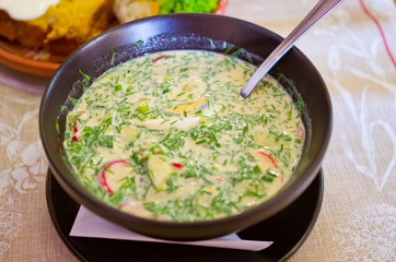 Coold soup with fresh vegetables