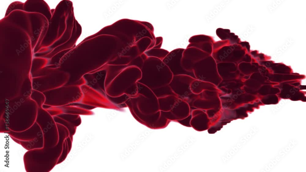 Poster volume effects red ink in water or massive fume in air. vfx for compositing with alpha mask. use it 